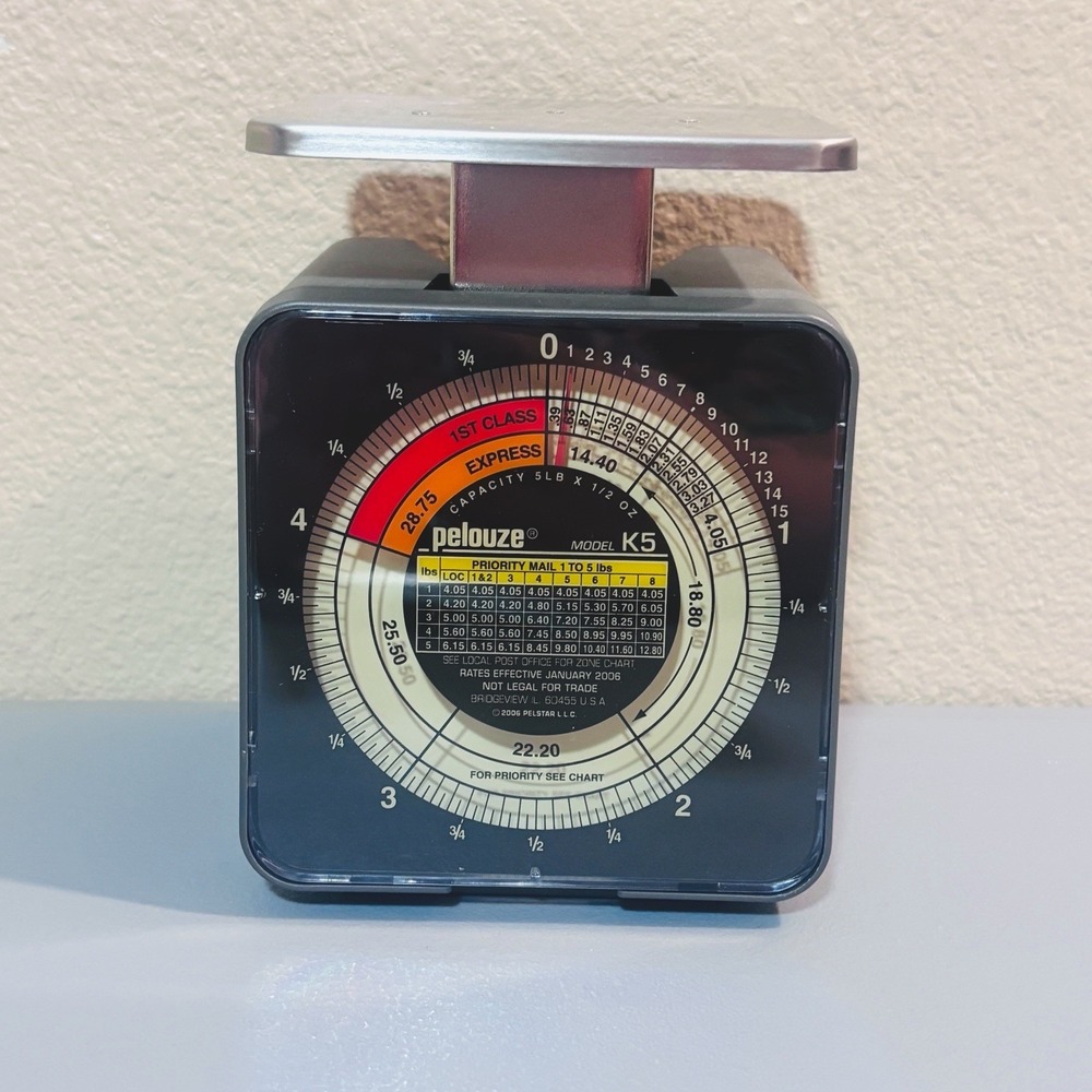 Pelouze Model K5 Tabletop Mechanical Postal Scale 1999 Capacity 1/2 oz to 5 lb